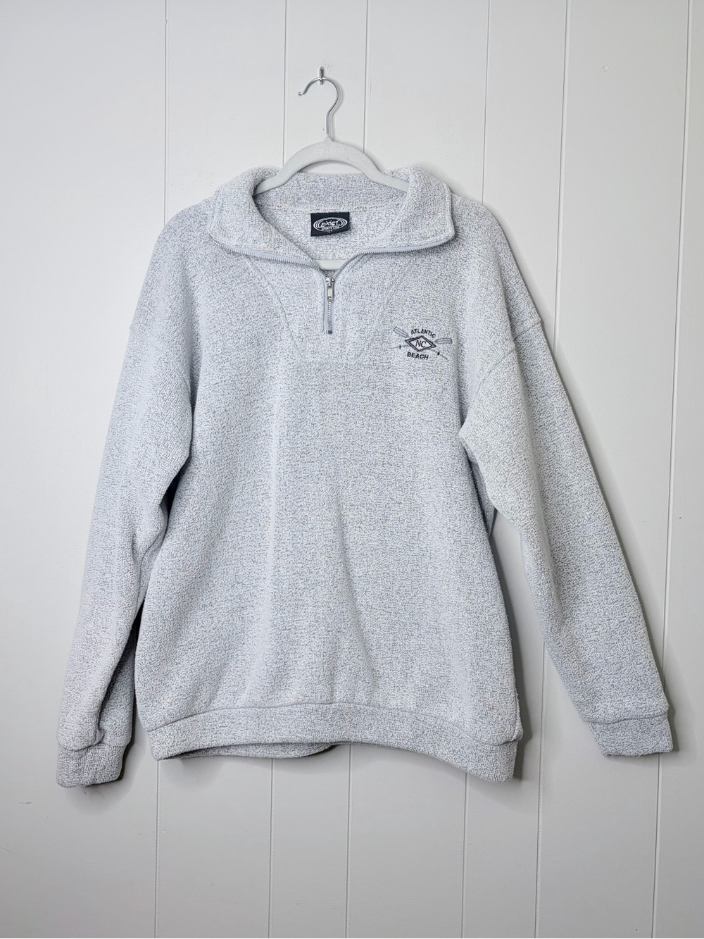 Atlantic Beach NC Knobby 1/4 Zip Gray Pullover Sweatshirt Souvenir Unisex L